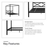 DHP Remna Metal Canopy Platform Bed Frame with Headboard, Queen. Black DHP