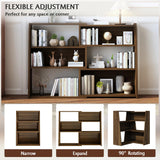 IOTXY Wooden Extendable Shelf Bookcase - 3-Tier Ladder Low Short Bookshelf for Small Space or Corner, Dark Walnut, L IOTXY