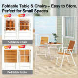 Aug-guan 3 Piece Outdoor Bistro Set with Yellow Wood-Look Tabletop, Patio Table and Chairs Set of 2, Folding Small Balcony Furniture for Garden, Deck, Porch, Outdoor Bistro Patio Set Aug-guan