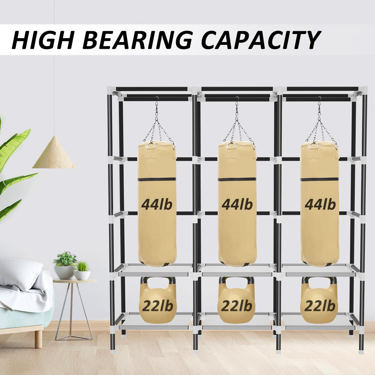 LOKEME Wardrobe Closet,Portable Closet for Bedroom Steel Pipe Diameter 19mm Strong and Sturdy Black Portable Closets for Hanging Clothes with 3 Hanging rods, 6 Storage Shelves and Side Pockets LOKEME