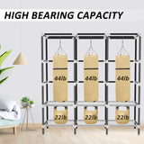 LOKEME Wardrobe Closet,Portable Closet for Bedroom Steel Pipe Diameter 19mm Strong and Sturdy Black Portable Closets for Hanging Clothes with 3 Hanging rods, 6 Storage Shelves and Side Pockets LOKEME