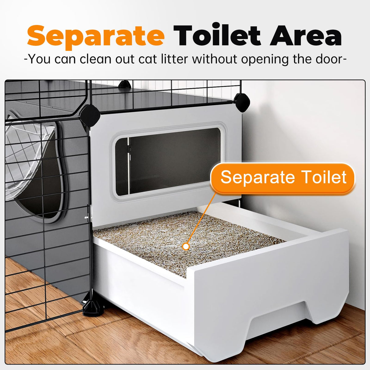 Oneluck Cat Cage with Litter Box,4-Tier DIY Cat Enclosures Detachable Metal Wire Kennel Indoor Crate Large Exercise Place Ideal for 1-2 Cats Oneluck