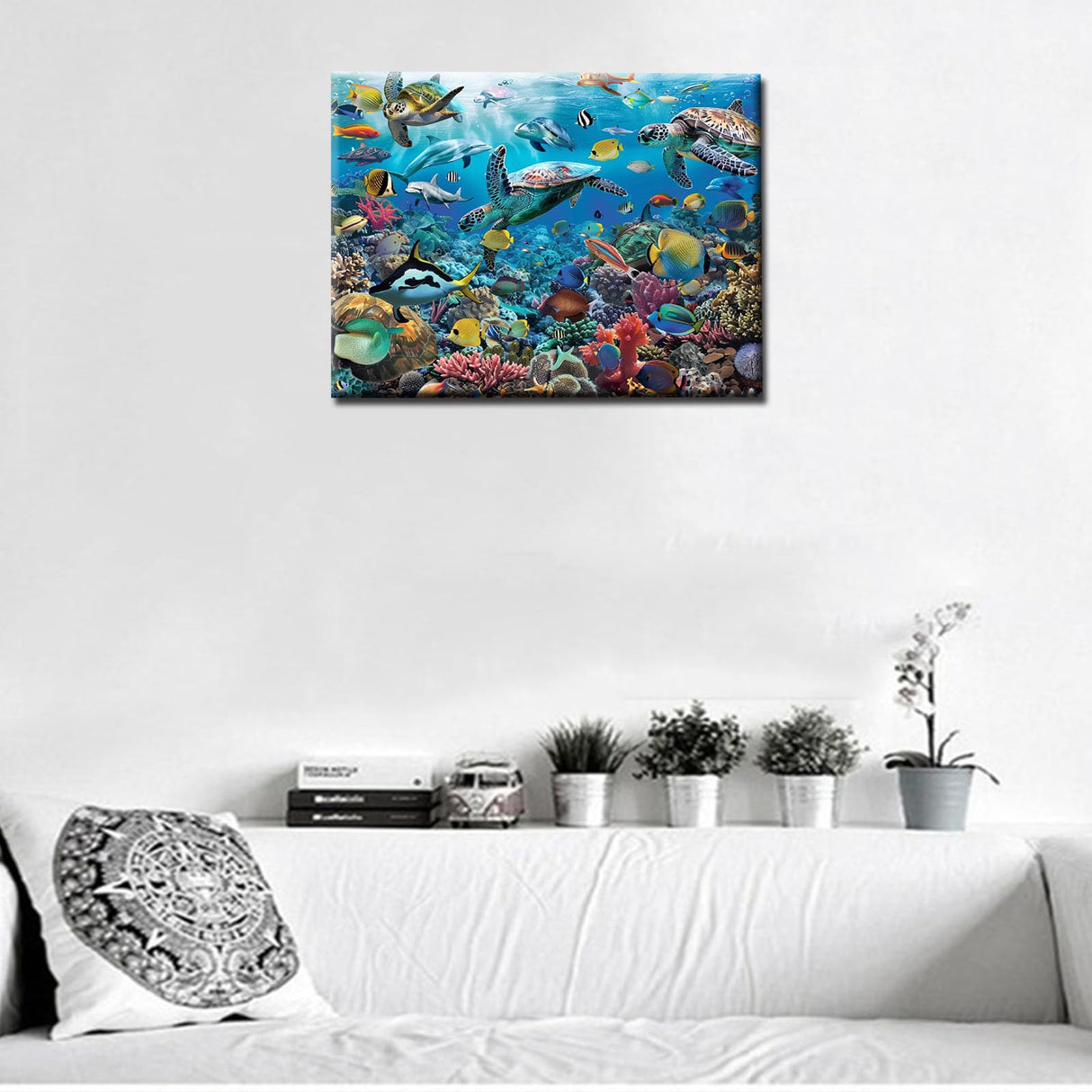 Sea Turtle Diamond Painting DIY 5D, Underwater Fish Numbering Kit, Angelfish Artwork Coral Reef Wall Art Aquarium Crystal Rhinestone Embroidery Picture Home Decor Adults Ocean Gift(12''Wx 16''H) Tucocoo