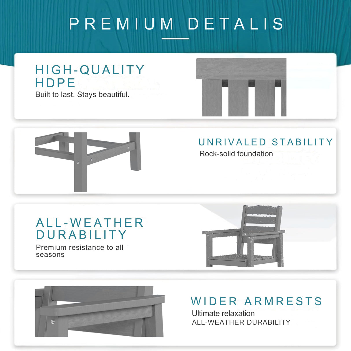 AreShark 7 Piece Patio Dining Set with 11ft Patio Umbrella (Black), 7 Gray Outdoor HDPE Dining Set with 6 Chairs + 1 Large Table with 2" Umbrella Hole, for Market, Pool, Garden, Backyard, Deck AreShark