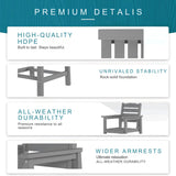 AreShark 7 Piece Patio Dining Set with 11ft Patio Umbrella (Black), 7 Gray Outdoor HDPE Dining Set with 6 Chairs + 1 Large Table with 2" Umbrella Hole, for Market, Pool, Garden, Backyard, Deck AreShark