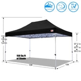 MASTERCANOPY Pop Up Canopy Tent Commercial Grade 10x15 Instant Shelter (Black) MASTERCANOPY
