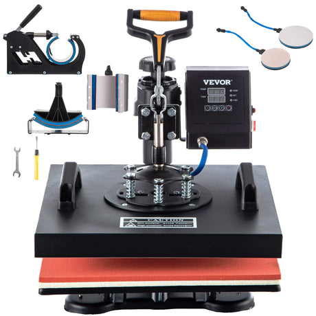 VEVOR Heat Press Machine - 6 in 1 Combo Heat Press Sublimation Machine for DIY T-Shirts/Hats/Mugs/Heat Transfer Projects, 15x15 Multifunction Swing Away Heat Press with 360° Rotation(Color May Vary) VEVOR