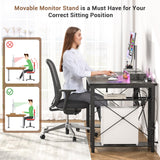 armocity Computer Desk with LED Lights, 55 Inch Desk with Power Outlet and USB, Reversible Large Desk with Moveable Monitor Stand, 55.2'' Gaming PC Table for Home Office, Workstation, Grey armocity