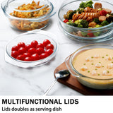 NUTRIUPS Round Glass Casserole Dish Set, Glass Casseroles Cookware with Glass Lid, Glass Casserole Dish With Lid(Set of 3-1L+1.4L+1.7L) NUTRIUPS