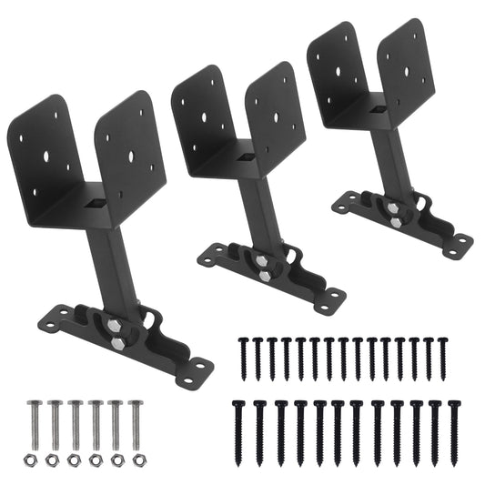 3Pcs Adjustable roof Riser Brackets for Patio Cover,pergola roof Brackets,Patio roof Riser,roof Brackets for Roofing,Roof Riser Brackets Kit for 3-1/2" Wood Post,Black.