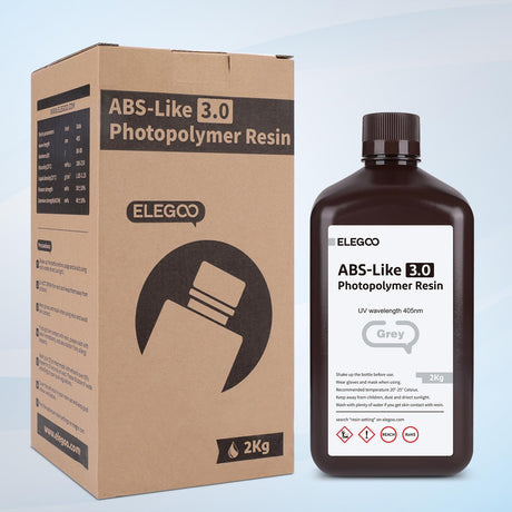 ELEGOO ABS-Like Resin 3.0, Photopolymer Resin UV Curing 405nm, Upgraded ABS 3D Printing Resin, Higher Precision, Lower Shrinkage 3D Resin for LCD/MSLA/DLP 3D Printer, Grey 2000G Deeplee