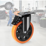 VEVOR Caster Wheels, 6-inch Swivel Plate Casters, Set of 4, with Security A/B Locking No Noise PVC Wheels, Heavy Duty 2800 lbs Load Capacity, Non-Marking Wheels for Cart Furniture Workbench VEVOR