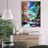 MIRCVSH Moon Forest Paint by Numbers Kits for Adults Beginners-Plant Paint by Number for Adults with Wooden Framed,Paint by Numbers for Adults Home Wall Decoration and Gifts 12X16 inch MIRCVSH