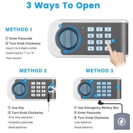 3.0 Cuft Safe Box, Home Safe Fireproof Waterproof, Security Digital Safe Box with Electronic Keypad, Spare Key, Smart Alert, Mute Mode, Anti-Theft Fireproof Safe for Document Money Valuable FOWORE
