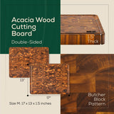 EZ FURNITURE 17 x 13 Inch Acacia Wood Cutting Board, End Grain with Juice Groove and Handles, Knife Friendly, Reversible, Suitable for Chopping Meat, Vegetables, Aesthetics for The Kitchen EZ FURNITURE