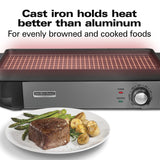 Hamilton Beach Professional Cast Iron Indoor Electric Grill & Griddle, 10" x 16" Preseasoned Cooking Surface, Adjustable Temperature up to 450° F, Black (38560) Hamilton Beach Professional