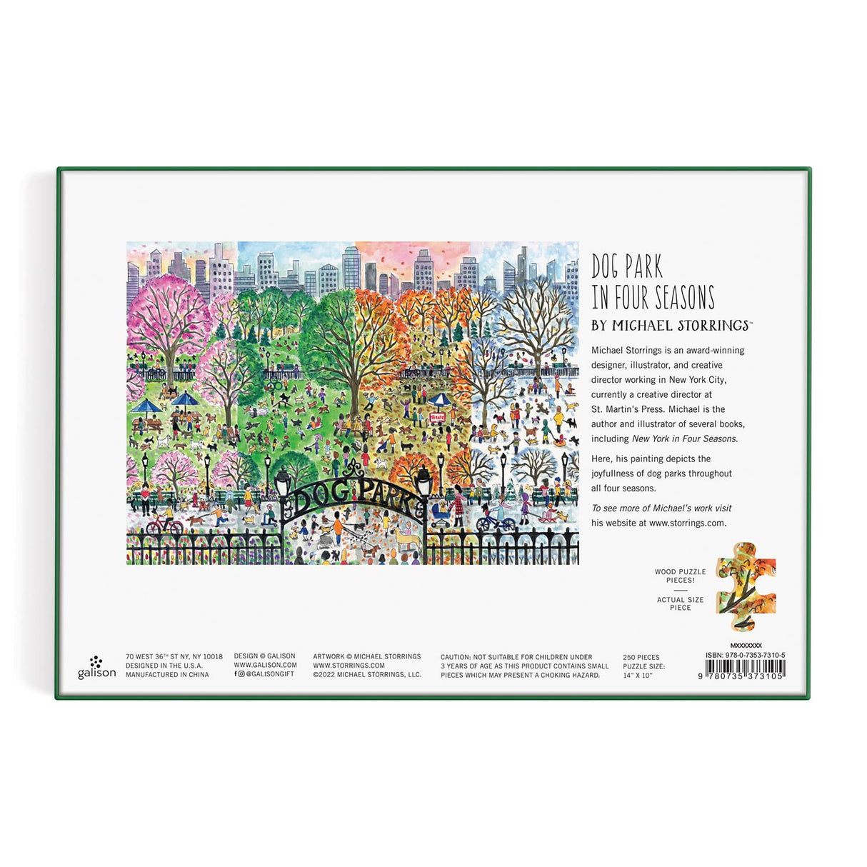 Galison Michael Storrings Dog Park in Four Seasons 1000 Piece Puzzle from Galison - Beautiful 1000 Piece Puzzle for Adults, Challenging and Fun, Thick and Sturdy Pieces, Great Gift Idea Galison
