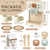 Airlab Toy Coffee Maker for Kids Wooden Kitchen Accessories Pretend Play Toddler Coffee Playset for Girls Boys Ages 3 4 5 Years Birthday Gifts Airlab