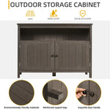 DWVO Poly Lumber Outdoor Sideboard, Patio Bar Table with Storage and Shelves, Weather Resistant Storage Cabinet for Outdoor, Pool and Garden - Espresso DWVO