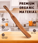 Skinny Spurtle for Sourdough Starter, Mixing, Reaching Bottom of Jar, Dough Whisk, Natural from High Moist Resistance Teak, Spurtles Kitchen Tools Wooden Kitchen Utensils for NonStick Cookware ICSTI