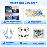 Paint by Numbers Kits, Paint by Number for Adults Canvas with Frame, Easy DIY Acrylic Paint by Numbers, 4 Pack Moon Mountain Lake Landscape Oil Painting for Kids & Adults Beginners (8x8 Inch) WoodArtSupply