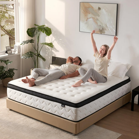 SNFPNE King Size Mattress 14 Inch - Medium Firm Hybrid Mattress King with Memory Foam and Individual Pocket Springs for Pressure Relief & Motion lsolation, CertiPUR-US Fiberglass-Free, 80"x 76" SNFPNE