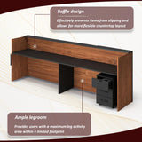 78" Modern Reception Desk with LED Lights & Mobile File Cabinet – Black Brown Office Front Desk Reception Counter with Drawers & Lock (Black & Brown, 78 * 24 * 43IN) YTElantivo