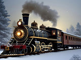 PUAGEMTI Snowy Train Art Diamond Painting Kits for Adults Fantasy Steam Train Diamond Art, Full Round Gemstone Crystal Art Embroidery Handmade Kit 12x16 inch PUAGEMTI
