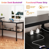 iSunirm U Shaped Computer Desk, Customizable L Shaped Office Desk with Adjustable Monitor Stand & Power Outlets & LED Strip Lights, Large Reversible Gaming Desk with Storage Shelves, Black iSunirm