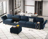 Belffin Modular Velvet Sectional Sofa with Chaise Lounge Sectional Sleeper Sofa with Storage Chaise Bed Couch for Living Room Blue Belffin