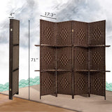 FDW Room Divider 4 Panel Room Screen Divider Wooden Screen Folding Portable Partition Screens Wood with Removable Storage Shelves Color,Brown FDW