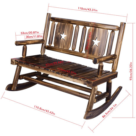 XCSOURCE Rustic Wooden Double Rocking Bench for Outdoor Patios – Comfortable Rocker Chair for Two XCSOURCE