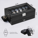 BEWISHOME Watch Case for Men with Drawer Glossy Watch Box Organizer Glass Lid and Paint Surface Men’s Jewelry Organizer 12 Slot Watch Holder Display Case Men Gifts SSH02A BEWISHOME