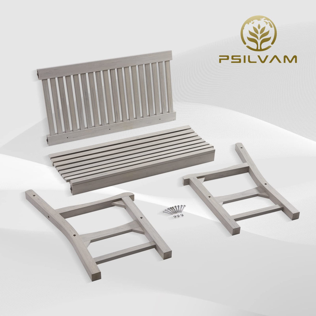 Psilvam Grey 2-Person All-Weather Poly Lumber Garden Bench Psilvam