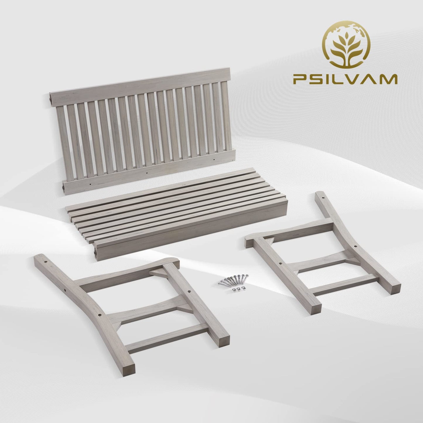 Psilvam Grey 2-Person All-Weather Poly Lumber Garden Bench - WoodArtSupply