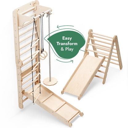 Goodevas Swedish Ladder Indoor Kids Gym - Montessori Play Gym Climbing Set - Wooden Indoor Playground Climbing Toys for Toddlers 1-3