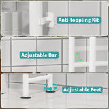 AriseWork 3-Tier Over The Toilet Storage with Paper Holder, Metal Bathroom Organizers and Storage for Small Space, Freestanding Bathroom Shelves with 4 Hooks, Above The Toilet Storage Shelf, White AriseWork