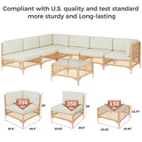 LYNSLIM 7 Piece Outdoor Patio Furniture Set, Wicker Outdoor Sectional Furniture Set, Boho Patio Conversation Sectional Sofa with Large Tempered Glass Coffee Table and Waterproof Cushion for Backyard LYNSLIM