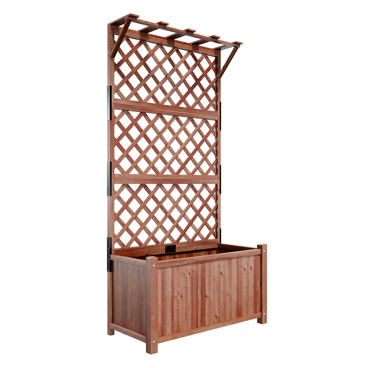 Amerlife 35.4x17.7x72 Inch Raised Garden Bed with Trellis, Wooden Planter Box for Vegetables and Climbing Plants with Drainage Holes Amerlife