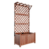 Amerlife 35.4x17.7x72 Inch Raised Garden Bed with Trellis, Wooden Planter Box for Vegetables and Climbing Plants with Drainage Holes Amerlife