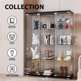 FANYUSHOW Glass Display Cabinet with 12 Shelves, 3 Columns and Lock, Extra Large DIY Curio Cabinets Quick-Install Style 5mm Tempered Glass Bookshelf for Living Room, Bedroom, Black FANYUSHOW