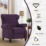 Push Back Recliner Chair, Mid Century Wingback Recliner, Accent Chair with Rivet Decoration, Fabric Push Back Single Sofa for Living Room Adjustable Backrest (Plum) Xinmviec