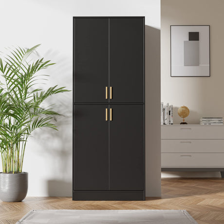 Cozy Castle 71" Tall Black Kitchen Pantry Cabinet with Adjustable Shelves and Doors Cozy Castle