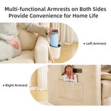 Rhevoy Oversized Swivel Rocker Recliner Chair, 26" Extra Wide Glider Nursery Chair with Adjustable Headrest, Chenille Power Recliner Rocking with Double Cushion, Cup Holder, Beige Rhevoy