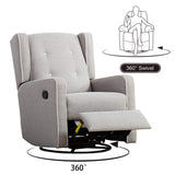 CANMOV Swivel Rocker Recliner Chair, Nursery Glider Chair, Nursery Rocking Chairs, Manual Reclining Chair, Grey CANMOV