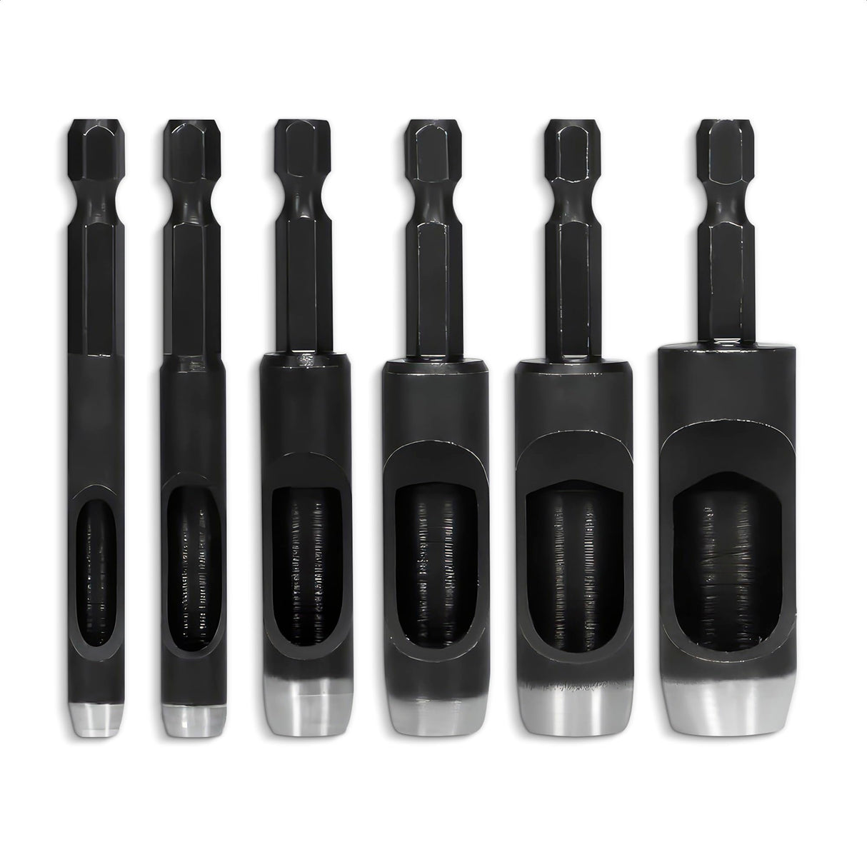 Leather Hole Punch Tool Set - 6 Pcs Drill Bits 3/16" 1/4" 5/16" 3/8" 7/16" 1/2" - High-Precision Leather Punch Tool for Belts, Fabric, and Crafts - Durable Carbon Steel, Sharp and Efficient LIBERHAUS