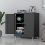 JINGUR Metal Storage Cabinet with Locking Doors and Adjustable Shelf, Small Lockable Sideboard Buffet Cabinet for Home Office Hallway Entryway Living Dining Room (Black) JINGUR