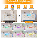 Patikuin 8 Deep Drawer White Dresser for Bedroom with Charging Station and LED Lights, 59" TV Dresser Wooden Large Long Dresser, Modern Chest of Drawers Storage Organizer for Closet, Living Room Patikuin