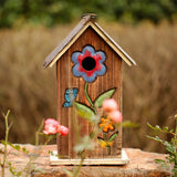 Topadorn Wooden Birdhouse Carved Floral Bird House for Outdoor Yard Garden Porch Patio Country Decor,Brown Hanging Bird House Topadorn