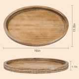 Oval Tray for Coffee Table - 16×11.8in Decorative Trays for Home Decor/w 58in Wood Bead Garland, Coffee Table Trays for Living Room and Kitchen Relaxing Garden